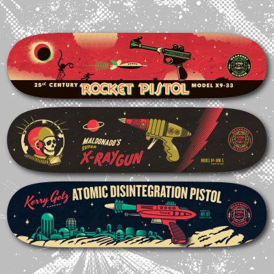 TERROR OF Planet X RAYGUN SERIES! - 

Very pleased to announce the creation of 2 new series for TOPX this season! Creating graphics for East Coast Legends Kerry Getz and Mike Maldonado is a skate nerds dream come true.